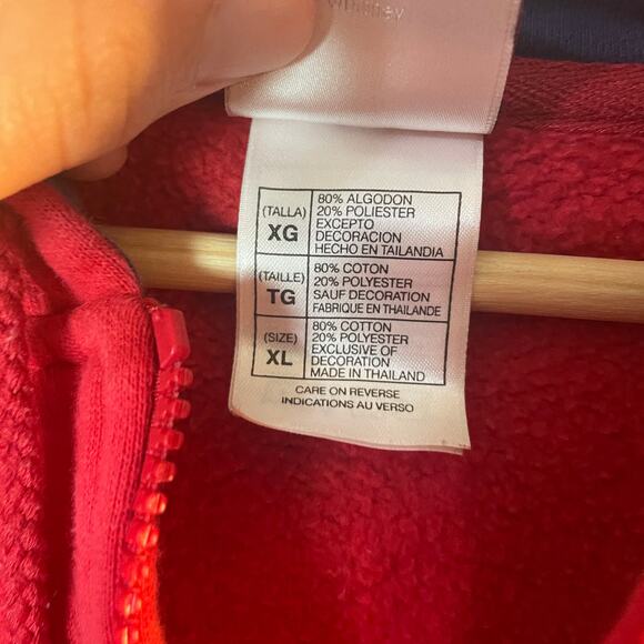 Vintage Disney Eeyore Winnie The Pooh Zip Up Hoodie Sweatsirt Red Size XL - Picture 9 of 12